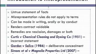 Misrepresentation Lecture 1 of 4 [upl. by Fernald]